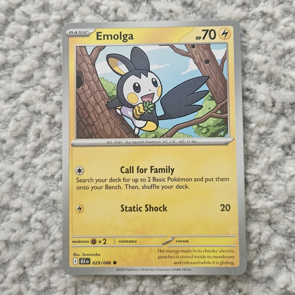 POKEMON TCG Card Emolga Black Bolt 029/086